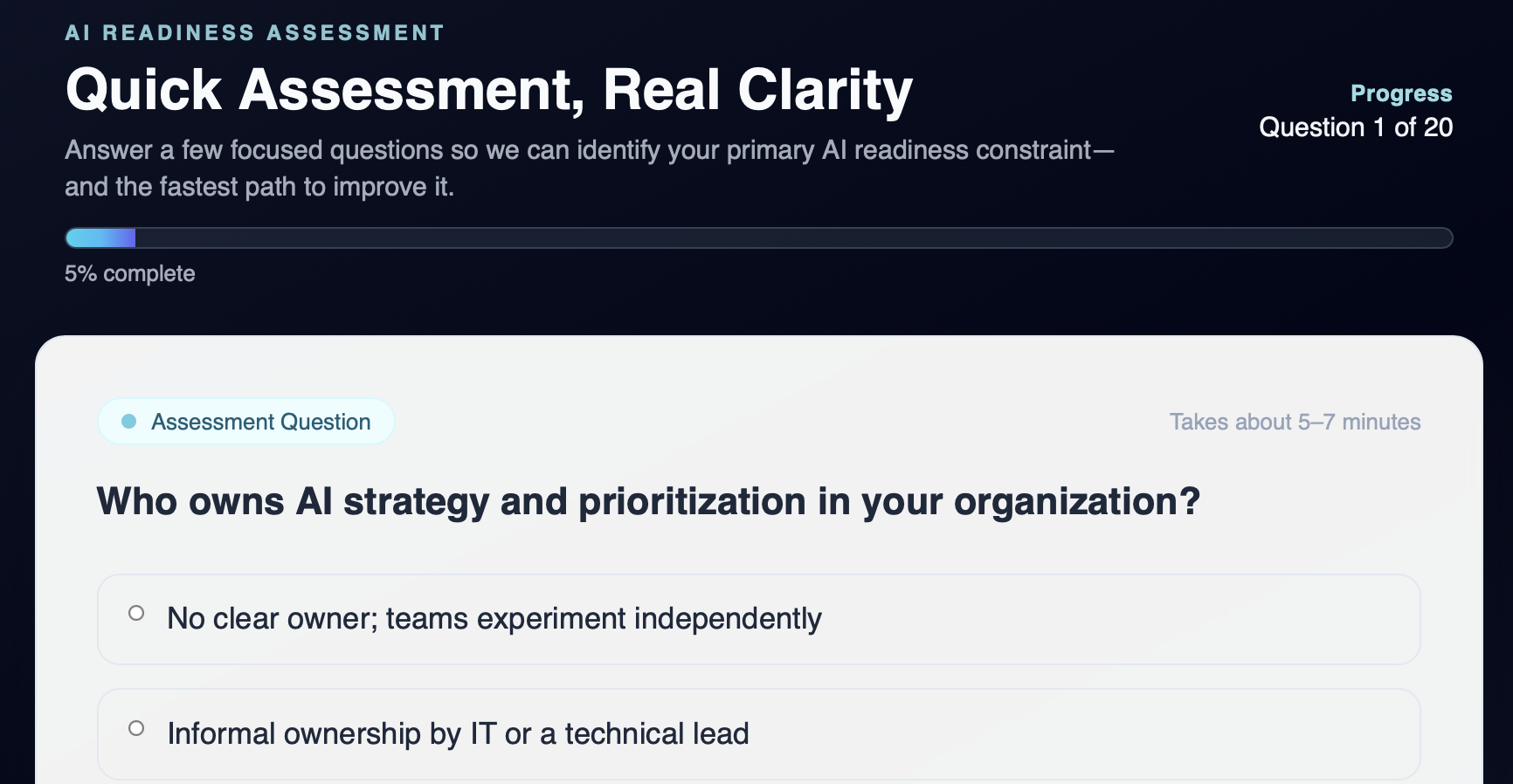Screenshot of AI Readiness Assessment