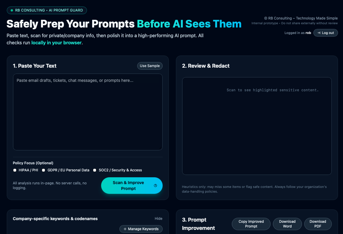 Screenshot of Prompt Guard